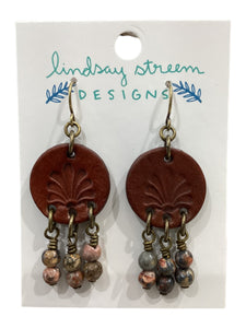 Leather Coin Earrings with Jasper