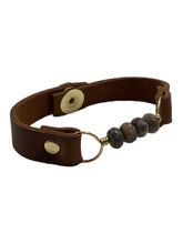 Slim Leather Bracelet with Stones - Dendritic Jasper