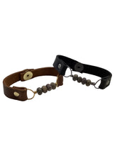 Slim Leather Bracelet with Stones - Dendritic Jasper