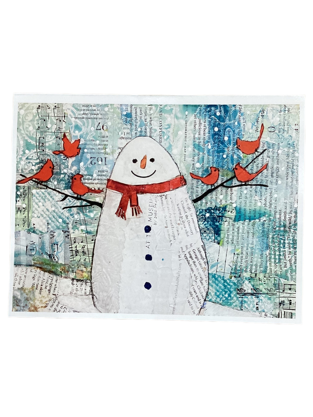 Snowman with Red Birds - Notecard