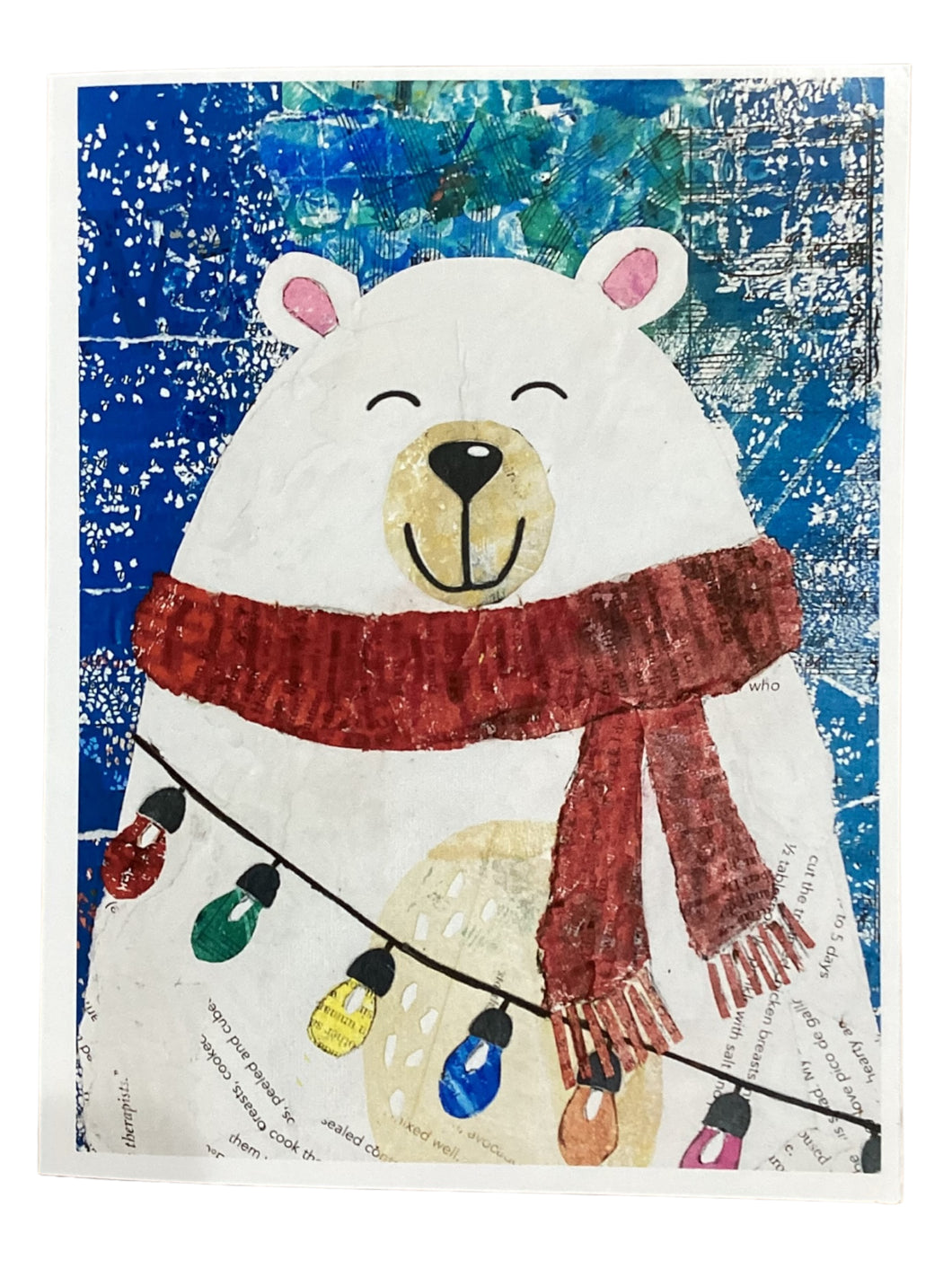 Holiday Polar Bear with Lights - Notecard