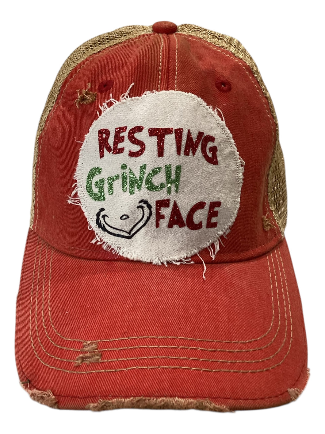 Resting Grinch Face Hat - Red