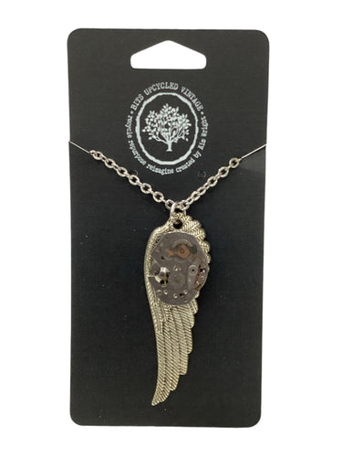 Steampunk Movement Necklace with Wings