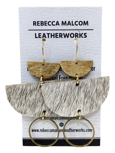 Half Moon Cowhide/Brass Accents Earrings
