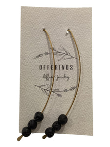 Long Ear Wire Stacked Lava Bead Diffuser Earrings