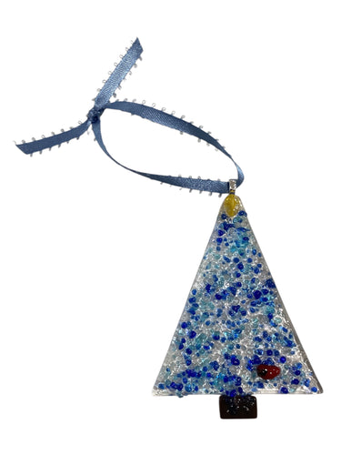 Christmas Ornament - Blue/Clear Tree with Cardinal