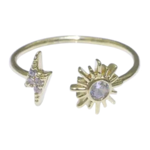 Dainty Thunder Sun Open Adjustable Ring