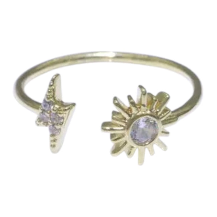 Dainty Thunder Sun Open Adjustable Ring
