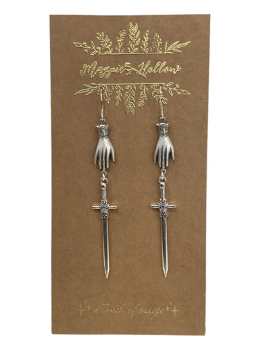 Victorian Hand and Sword Earrings