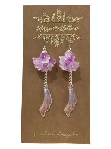 Bellflower and Dangling Leaf Earrings