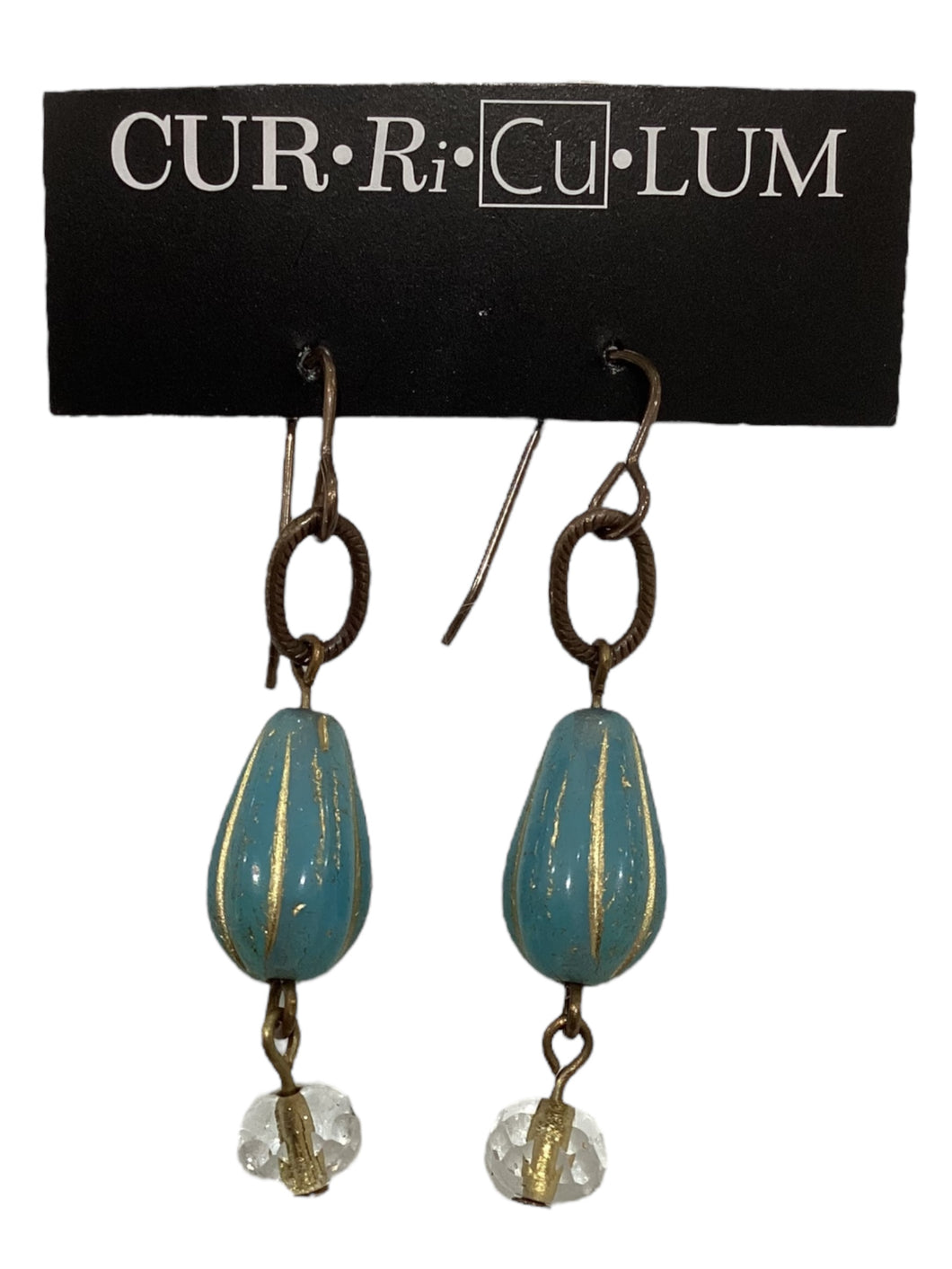 Turquoise & Gold with Crystal Earrings