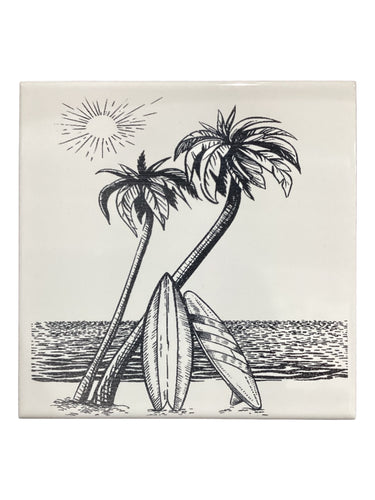 Trivet - Palm Trees & Surfboards