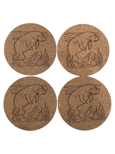 Cork Coaster Set - Manatee