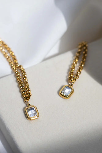 Gold Crystal Gem Necklace - 18