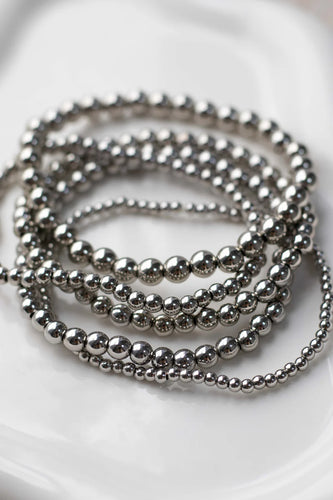 4mm Sterling Silver Beaded Bracelet - Medium