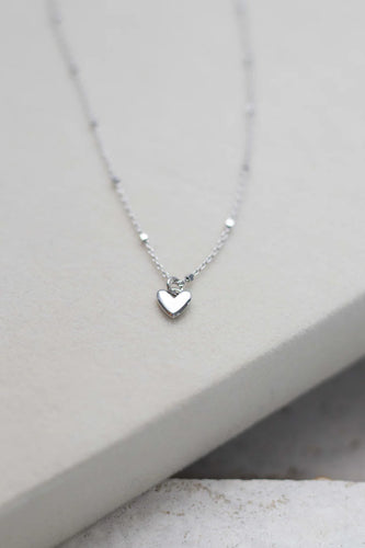 Silver Dainty Heart Necklace - 16