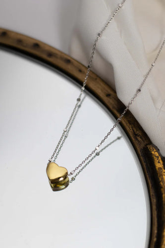 Two Tone Heart Necklace - 18