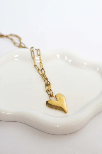 Gold Bold Lock & Heart Necklace - 16