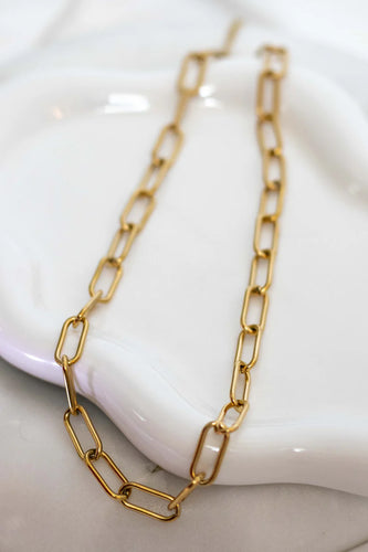 Gold Chunky Paperclip Necklace - 18