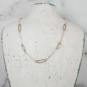 Floating Short Paperclip Chain Necklace - mixed metals