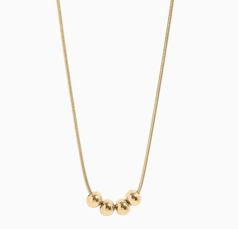 18K Gold PVD Stainless Steel Adjustable Ball Charm Necklace - Gold