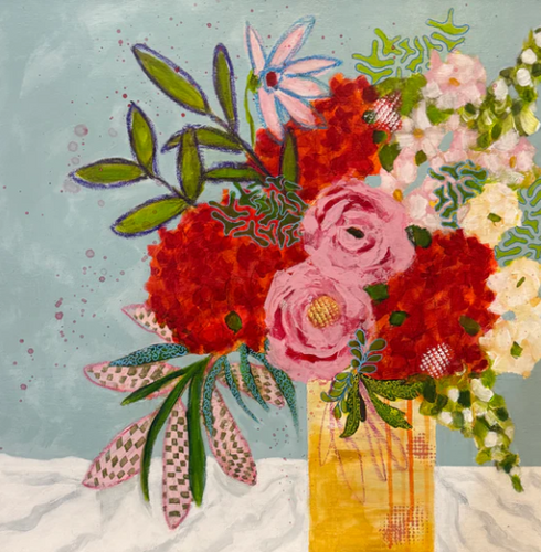 Floral with Yellow Vase