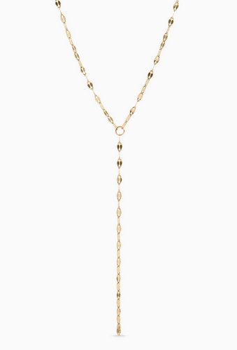 18K Gold PVD Stainless Steel Lariat Necklace Lip Chain - Gold