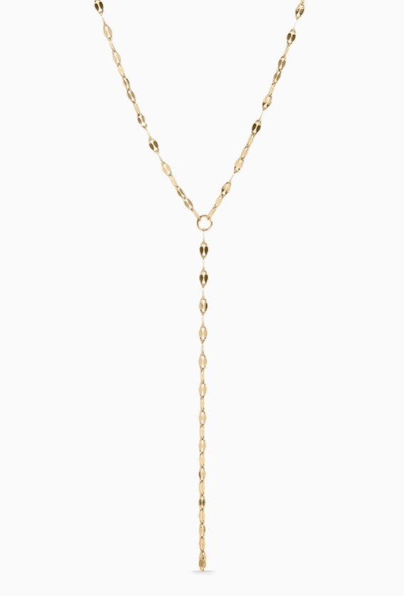 18K Gold PVD Stainless Steel Lariat Necklace Lip Chain - Gold