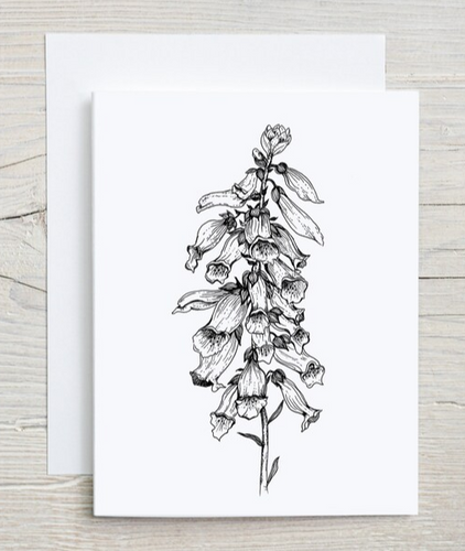 Black and White Foxglove Card