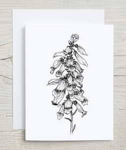 Black and White Foxglove Card