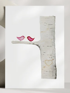 Love Birds Birch Tree Card