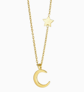 Moon & Stars Necklace - Gold Plated Sterling