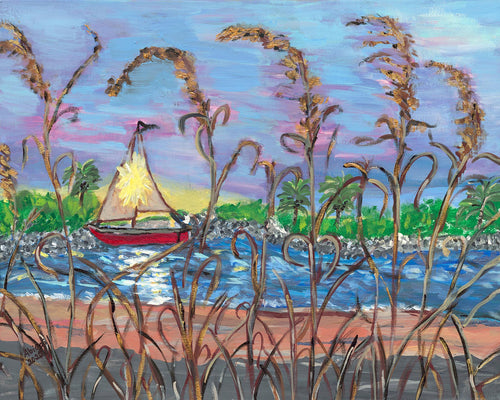 Sea Oats Sailboat - Note Card Set