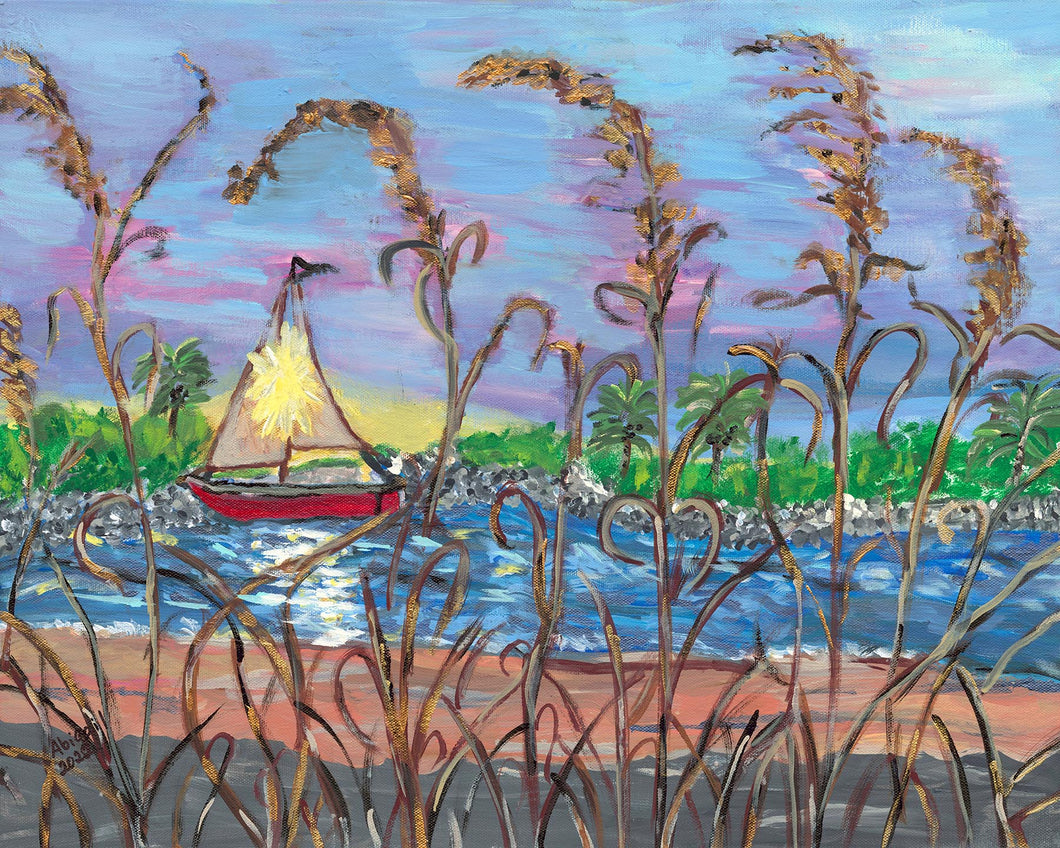 Sea Oats Sailboat - Note Card Set