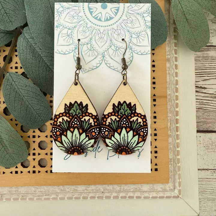 Sunflower Earrings - Seafoam