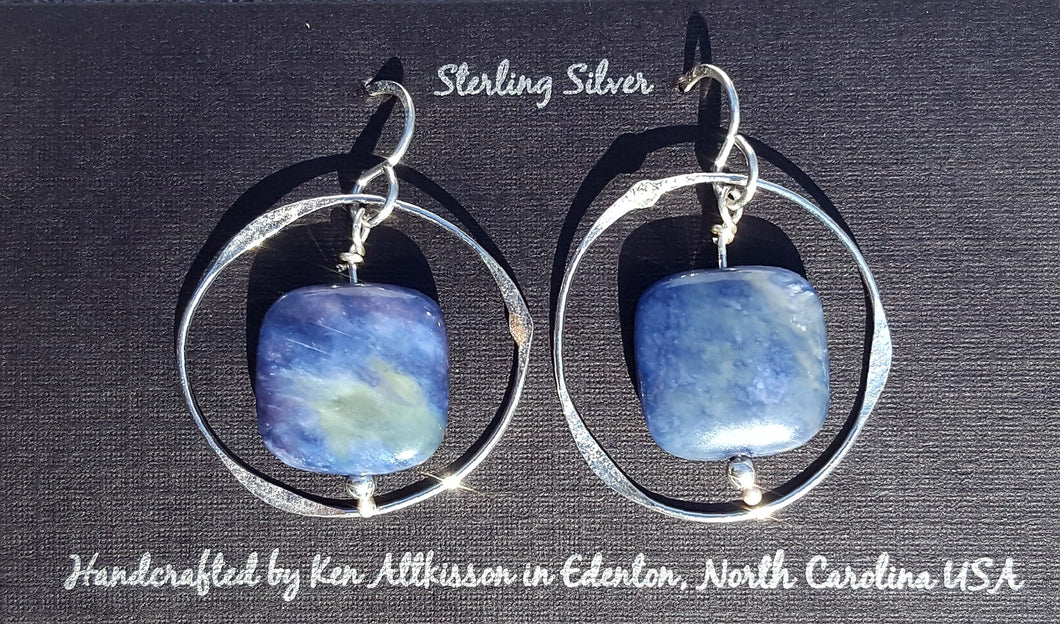 Sterling Silver Earrings with Sea Jade