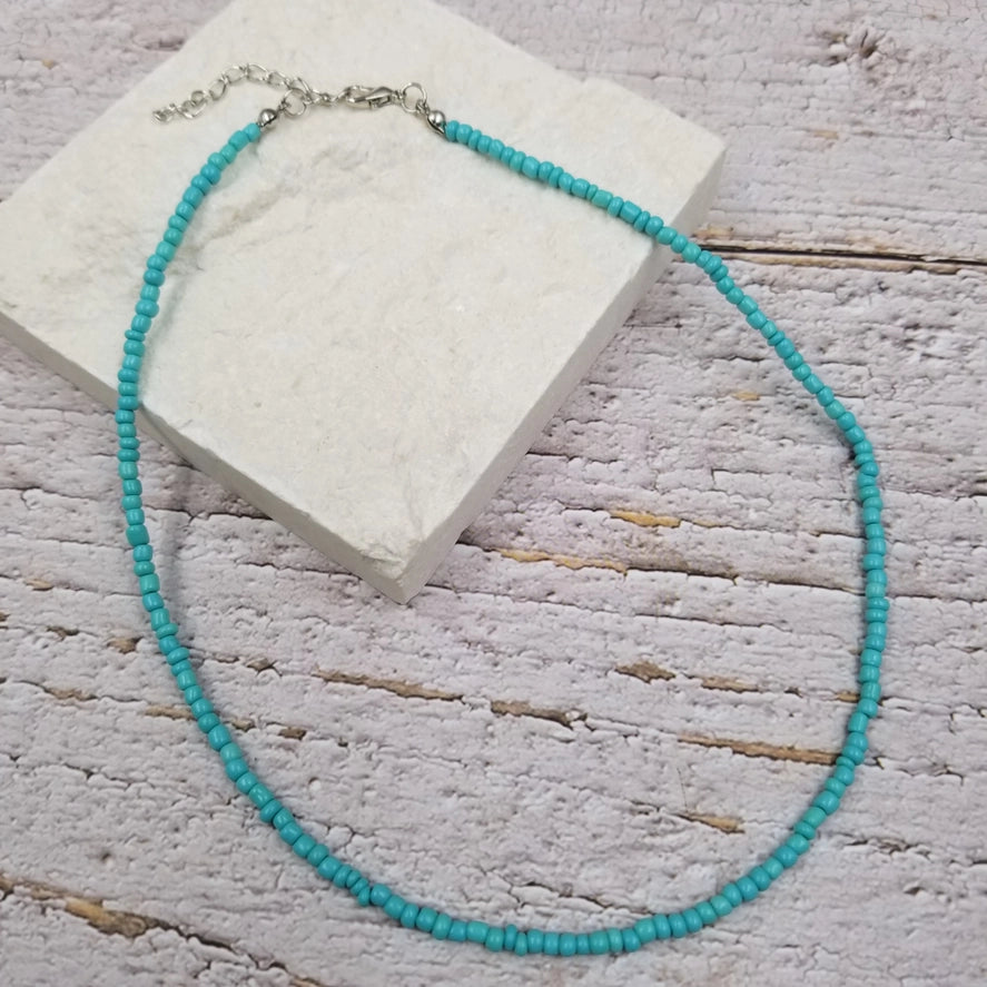 Boho Layered Colorful Seed Beads Necklace - Mint