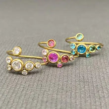 Colored Zirocn Inlaid Ring - 18k Gold Plated