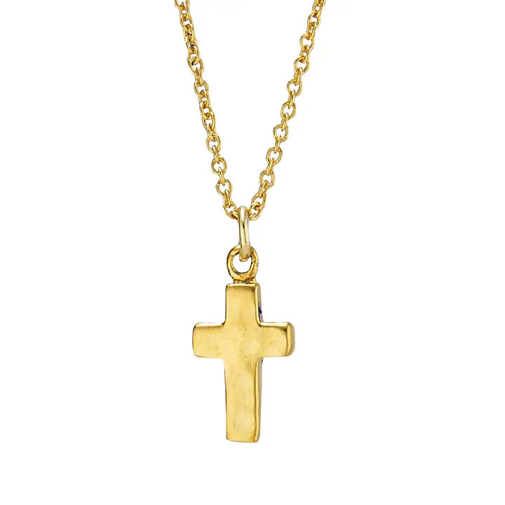 Classic Cross on Saturn Chain - Gold Plated Sterling Silver