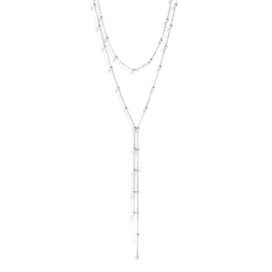 18K Gold PVD Stainless Steel Satellite Layered Lariat Necklace - Stainless