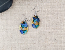 Alcohol Ink Stainless Steel Small Oval Earrings