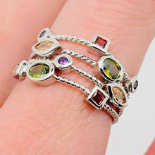Copper Inlaid Colored Cubic Zirconia Ring