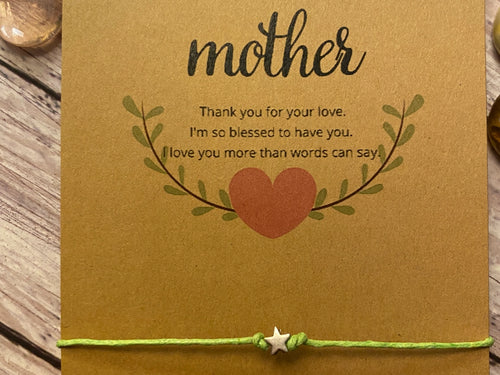 Mother Thank You for Your Love. Wish Bracelet