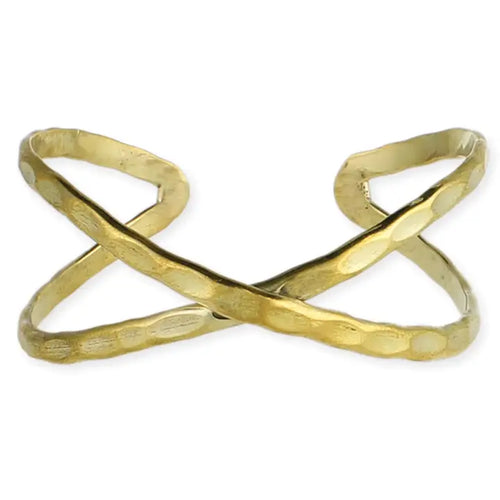 Gold Hammered Crisscross X Cuff