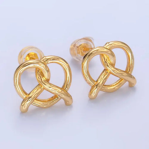 24K Gold Filled Pretzel Pastry Minimal Stud Earring