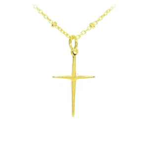 Classic Skinny Cross - Gold Plated Sterling Silver Cable Chain