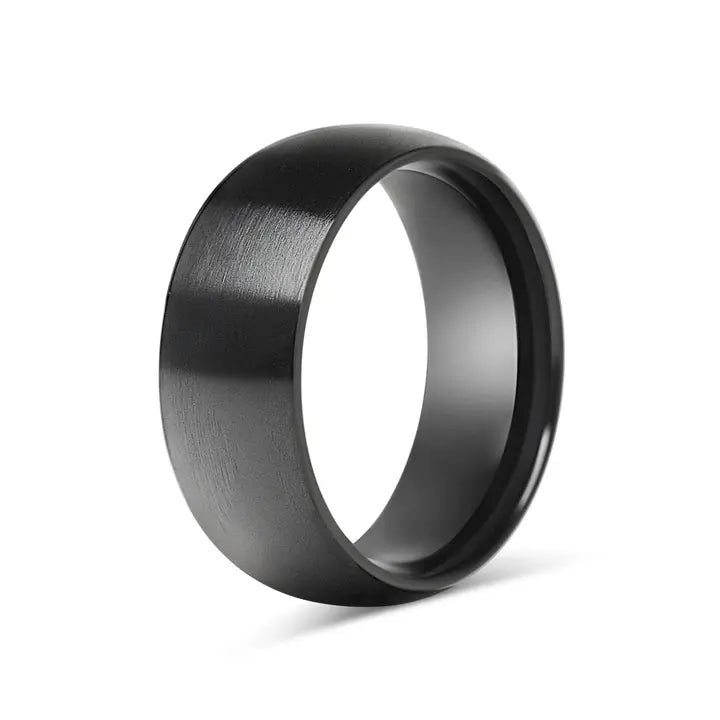 Black Matte Stainless Steel Ring - 8mm