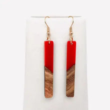 Resin Wooden Stick Pendant Earrings - Rectangle