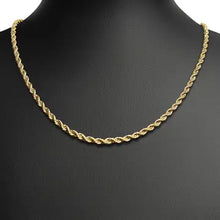 18k Gold PVD Stainless Steel Rope Chain Necklace 5 mm - 24"