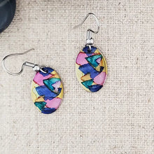 Alcohol Ink Stainless Steel Small Oval Earrings